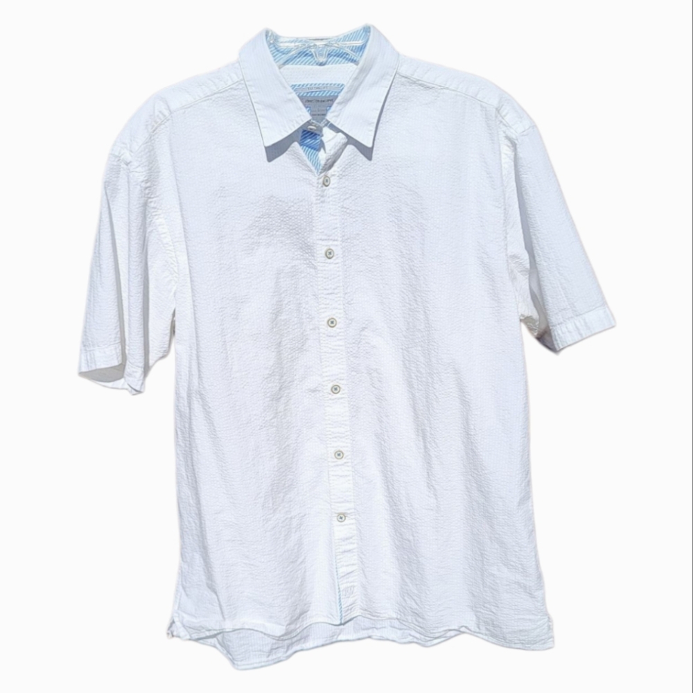 Johnston & Murphy Mens White Tailored Fit Button-Down Shirt - Size L